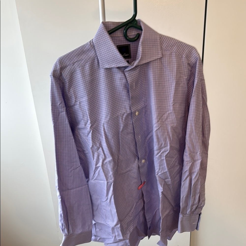 David Donahue Purple Dress Shirt with Spread Collar